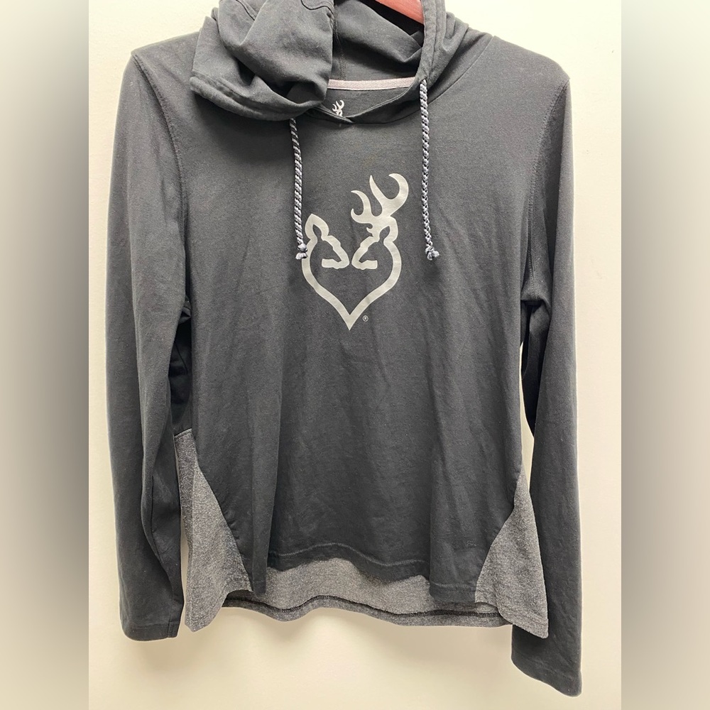 Browning Gray / Black Long Sleeve Hoodie Shirt Size XL